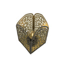 Black and Gold Arche LED Lantern with Intricate Geometric Cutout Design (16238)