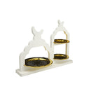 White and Gold Crescent Moon Serving Stand with 3 Tiers (2408250-1)