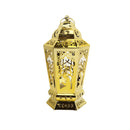 Set of 2 Gold Hexagonal LED Lantern with Mosque and Praying Man Cutout Design