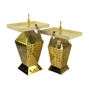 Large Gold Geometric Moon and Star LED Lantern with Tray Top (24714-4)