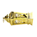 Set of 2 Gold Hexagonal LED Lantern with Mosque and Praying Man Cutout Design