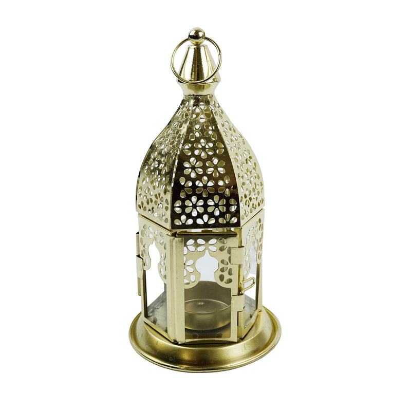 2 x Gold Mini Flower Stencil Minaret Silhouette Tealight Lantern (2670D)
