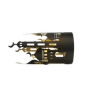Matte Black and Gold Round Mosque Metal Lantern Table Centrepiece with LED (24573)