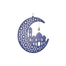 Blue Wooden Ramadan / Eid Crescent Moon & Mosque Hanging Decorations