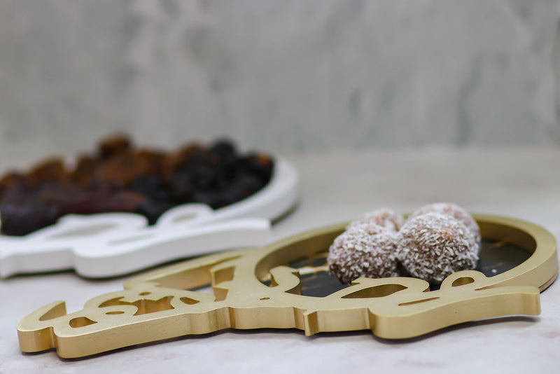 White Round Tray Large  رمضان كريم - Ramadan Kareem (757-20)