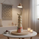 Decorative Crescent Moon Stands With Pastel Emboss Mosque Design For Ramadan & Eid