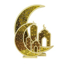 White & Gold Giant Geometric Crescent Moon Mosque LED Light Stand