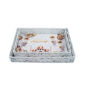 Set of 2 WHITE Metal Rectangle ARABIC Cut Out Trays (757-30)