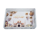 Set of 2 WHITE Metal Rectangle ARABIC Cut Out Trays (757-30)