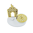 Geometric Minaret Stand Glass Bowl with Lid and Candle (757-51)