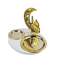 Crescent Moon/رمضان كريم Tea Light Stand with 2 Gold Plates (757-52)