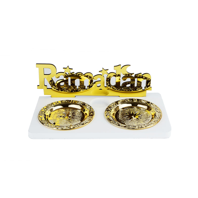 Ramadan Candle with 2 Mini Gold Plates & Tealight (757-54)