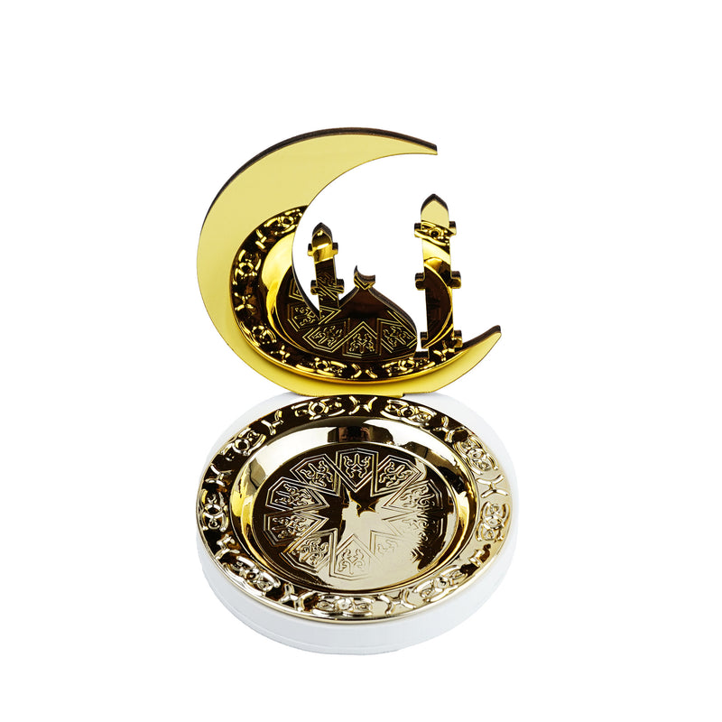 Crescent Moon/Mosque Stand with Mini Gold Plates (757-56)
