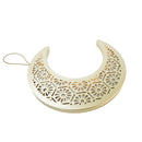 Geometric XL Gold Wooden Hanging LED Light Crescent Moon
