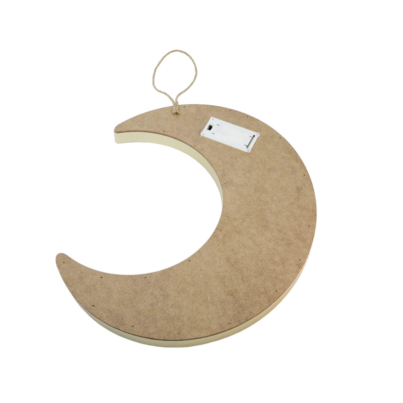 Geometric XL Gold Wooden Hanging LED Light Crescent Moon