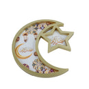 GOLD Wooden Crescent Moon With رمضان كريم Print Tray (757-23)