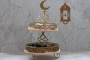 2 Tier Brushed Gold Cake Dessert Display Stand Geometric Cut out (K-2744)