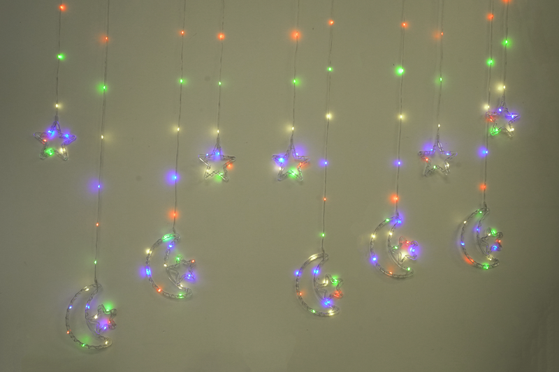 Moon & Star USB-Operated Multi Coloured LED Curtain Lights Garland - 3 Meter