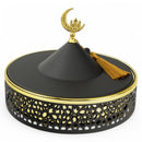 Set of 3 Black and Gold Moroccan-Style Bowls with Crescent Topper and Tassels (24611-5)