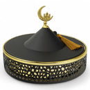 Set of 3 Black and Gold Moroccan-Style Bowls with Crescent Topper and Tassels (24611-5)
