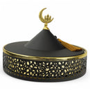 Set of 3 Black and Gold Moroccan-Style Bowls with Crescent Topper and Tassels (24611-5)
