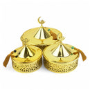 Set of 3 Gold Moroccan-Style Bowls with Crescent Topper and Tassels (24611-4)