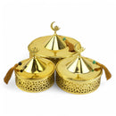 Set of 3 Gold Moroccan-Style Bowls with Crescent Topper and Tassels (24611-4)