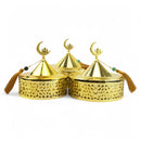 Set of 3 Gold Moroccan-Style Bowls with Crescent Topper and Tassels (24611-4)