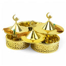 Set of 3 Gold Moroccan-Style Bowls with Crescent Topper and Tassels (24611-4)