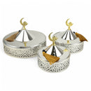 Set of 3 Silver Moroccan-Style Bowls with Crescent Topper and Tassels (24611-7)