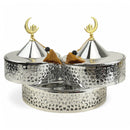 Set of 3 Silver Moroccan-Style Bowls with Crescent Topper and Tassels (24611-7)
