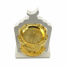 White Two-Tiered Crescent Moon Serving Stand with Gold Trays (2408235-1)