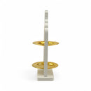 White Two-Tiered Crescent Moon Serving Stand with Gold Trays (2408235-1)
