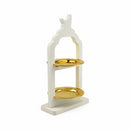 White Two-Tiered Crescent Moon Serving Stand with Gold Trays (2408235-1)