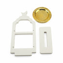 White Two-Tiered Crescent Moon Serving Stand with Gold Trays (2408235-1)