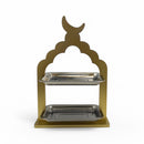 Gold Two-Tier Crescent Stand with Stainless Steel Trays (2408249)