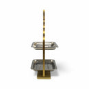 Gold Two-Tier Crescent Stand with Stainless Steel Trays (2408249)