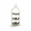 Crescent Design 3-Tier White Stand with Stainless Steel Plates (2408232)