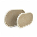 Set of 2 White Oval Serving Trays with Marble-Effect Design (2408196)