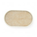 Set of 2 White Oval Serving Trays with Marble-Effect Design (2408196)