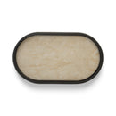 Set of 2 Black Beaded Edges Oval Marble Serving Tray Set (2408193)