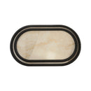 Set of 2 Black Beaded Edges Oval Marble Serving Tray Set (2408193)