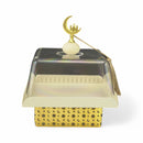 Ivory Square Decorative Serving Tray With Dome & Gold Base (24803-1)