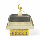 Ivory Square Decorative Serving Tray With Dome & Gold Base (24803-1)