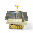 Ivory Square Decorative Serving Tray With Dome & Gold Base (24803-1)