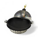Black Round Serving Tray With Lid & Silver Base for Ramadan & Eid (24816-2)