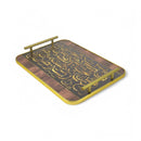Set of 2 Arabic Calligraphy Tray Set with Golden Handles (0613-16)