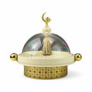 Ivory Round Serving Tray with Dome Lid & Gold Base for Ramadan & Eid (24816-1)