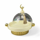 Ivory Round Serving Tray with Dome Lid & Gold Base for Ramadan & Eid (24816-1)