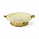 Ivory Round Serving Tray with Dome Lid & Gold Base for Ramadan & Eid (24816-1)